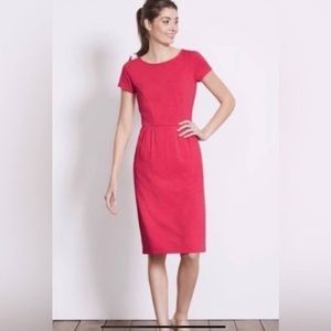 Boden Coral Phoebe Jersey Dress Above Knee Round Neck Cotton Size 12